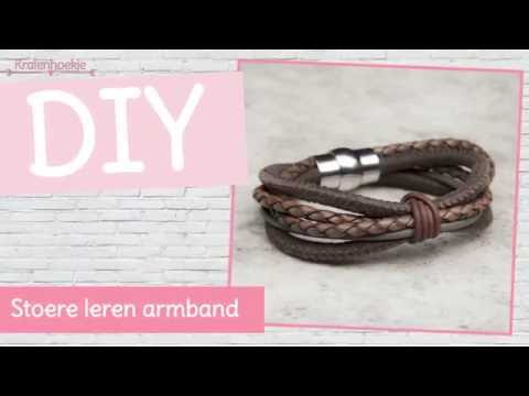 DIY sieraden maken met Kralenhoekje - Stoere leren armband met magneetslot